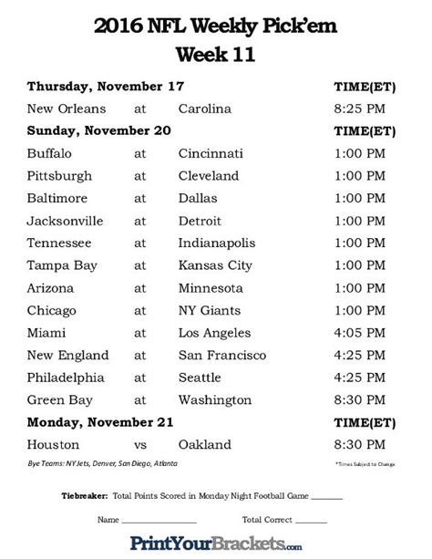 nfl week 11 pick sheet.
